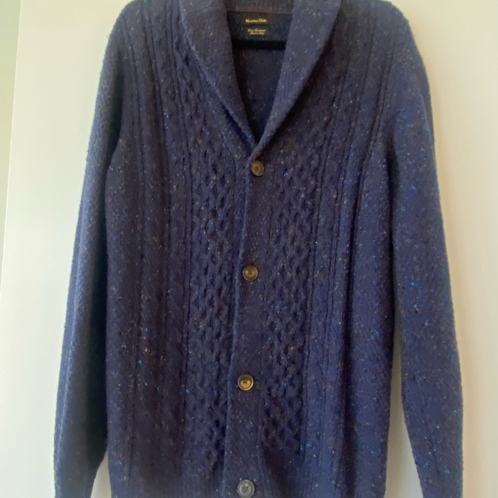 Massimo Dutti Navy Cable Knit Cardigan